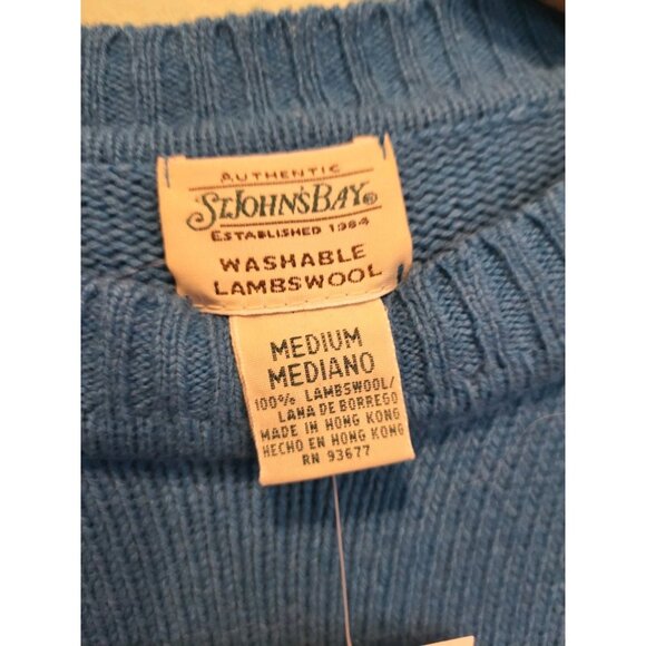 Vtg Deadstock Womens Blue Black Washable Lambswool Fair Isle Sweater Sz M - Picture 5 of 7